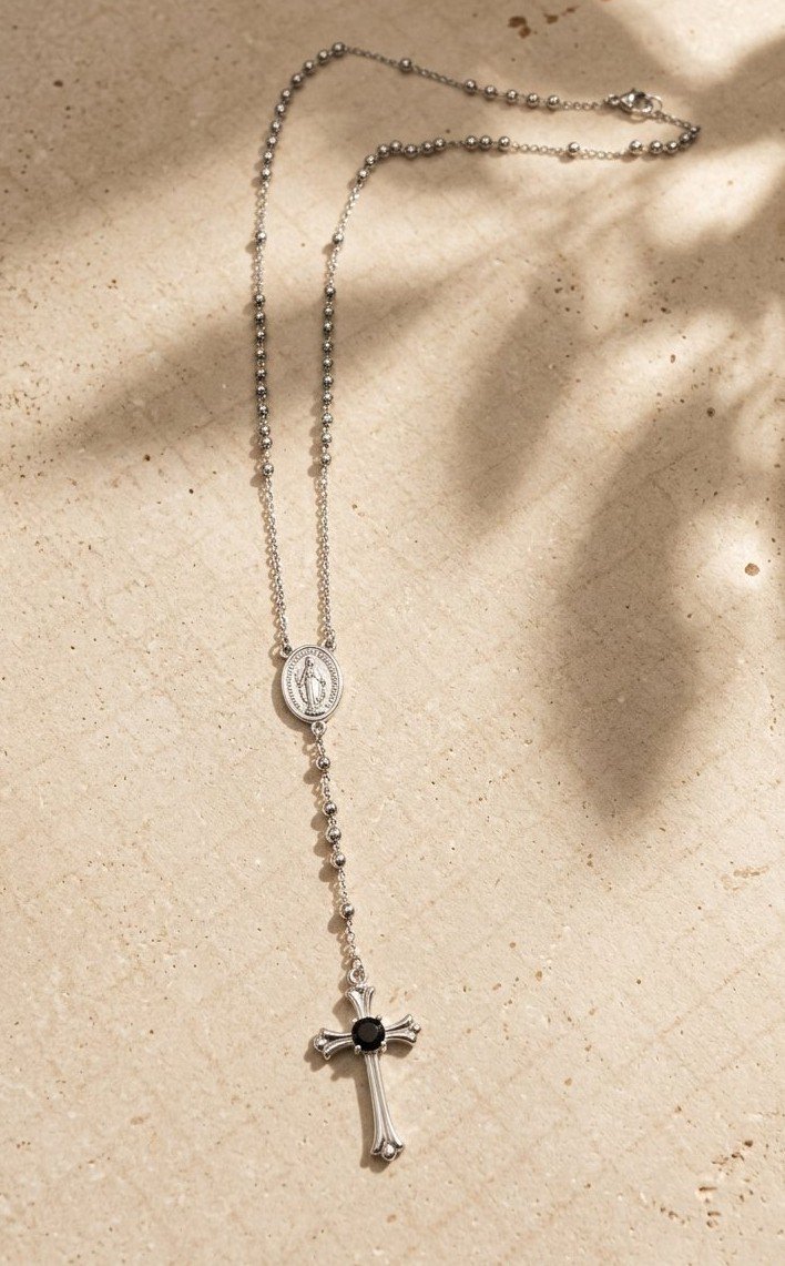 The Obsidian Heart Rosary Necklace