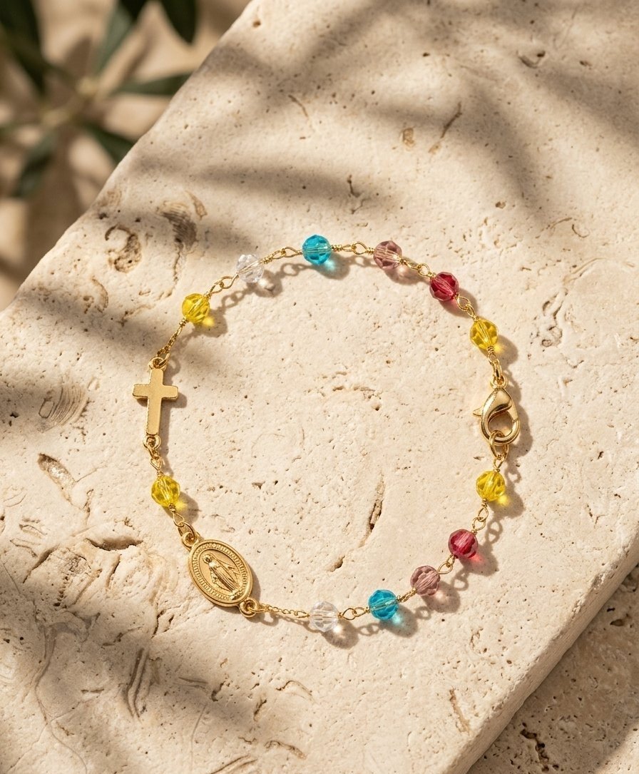 The Golden Kaleidoscope Rosary Bracelet